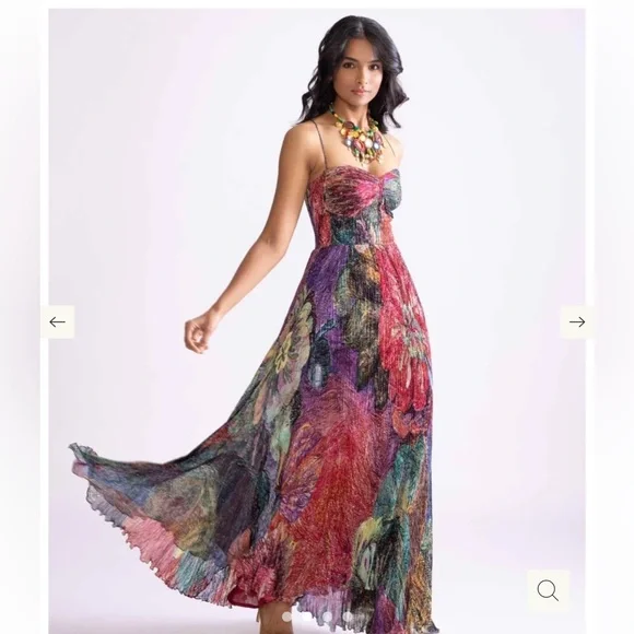 Strapless Multicolor Floral Maxi Dress - Picture 2 of 3